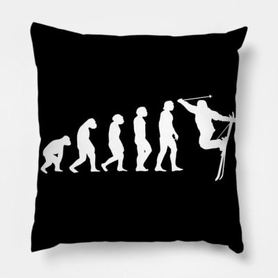 Skiing Evolution Gift Throw Pillow Official Ski Merch