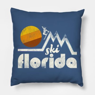 Retro Ski Florida Travel Humor Throw Pillow Official Ski Merch