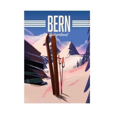 Bern Switzerland Ski Poster Throw Pillow Official Ski Merch