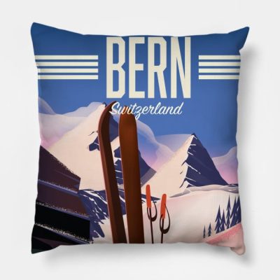 Bern Switzerland Ski Poster Throw Pillow Official Ski Merch