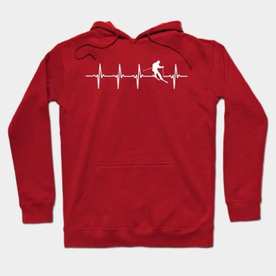 Skiing Ski Heartbeat Gift For Skiers Hoodie Official Ski Merch