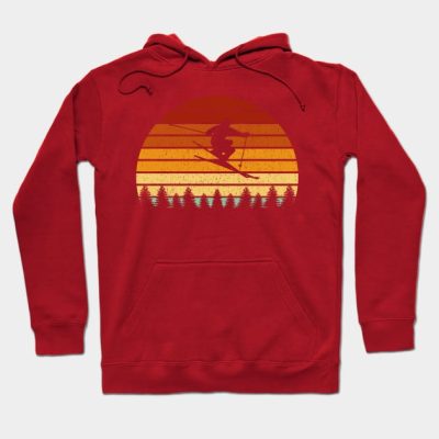 Vintage Sunset Skiing Gift For Skiers Hoodie Official Ski Merch