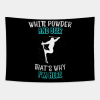 Skier White Powder And Beer Tapestry Official Ski Merch