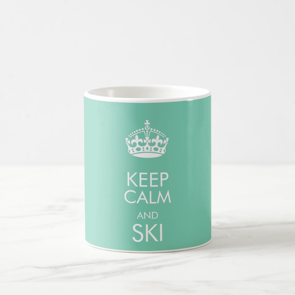 keep calm and ski customize text and color coffee mug - Skiing Gifts