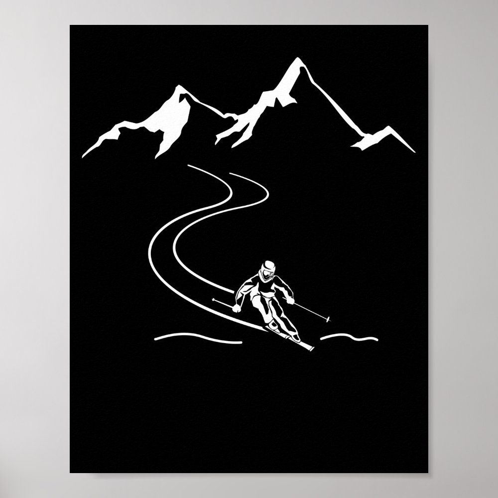 ski skiing mountains skier winter sports poster re9ba7a672c3247f189bcf6b869a94400 wva 8byvr 1000 - Skiing Gifts