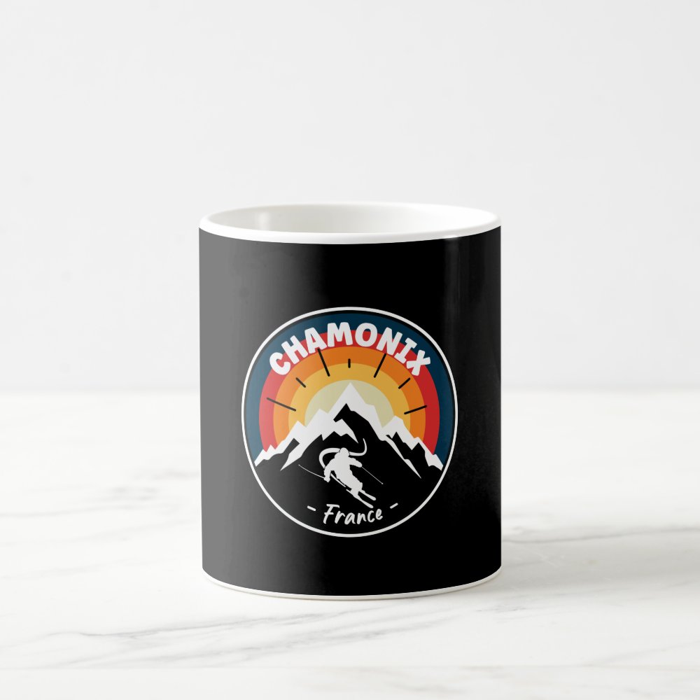 skiing in chamonix france vintage coffee mug - Skiing Gifts