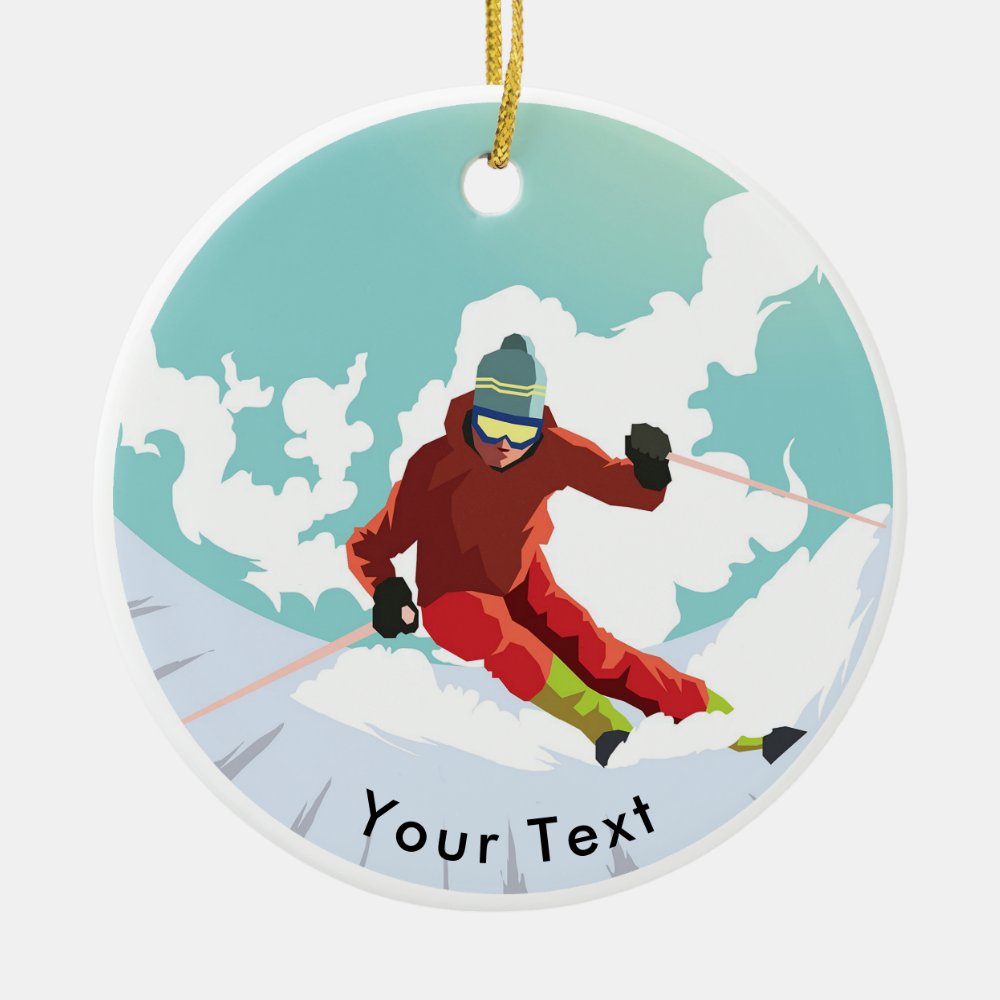 sports ski slope slalom ceramic ornament - Skiing Gifts