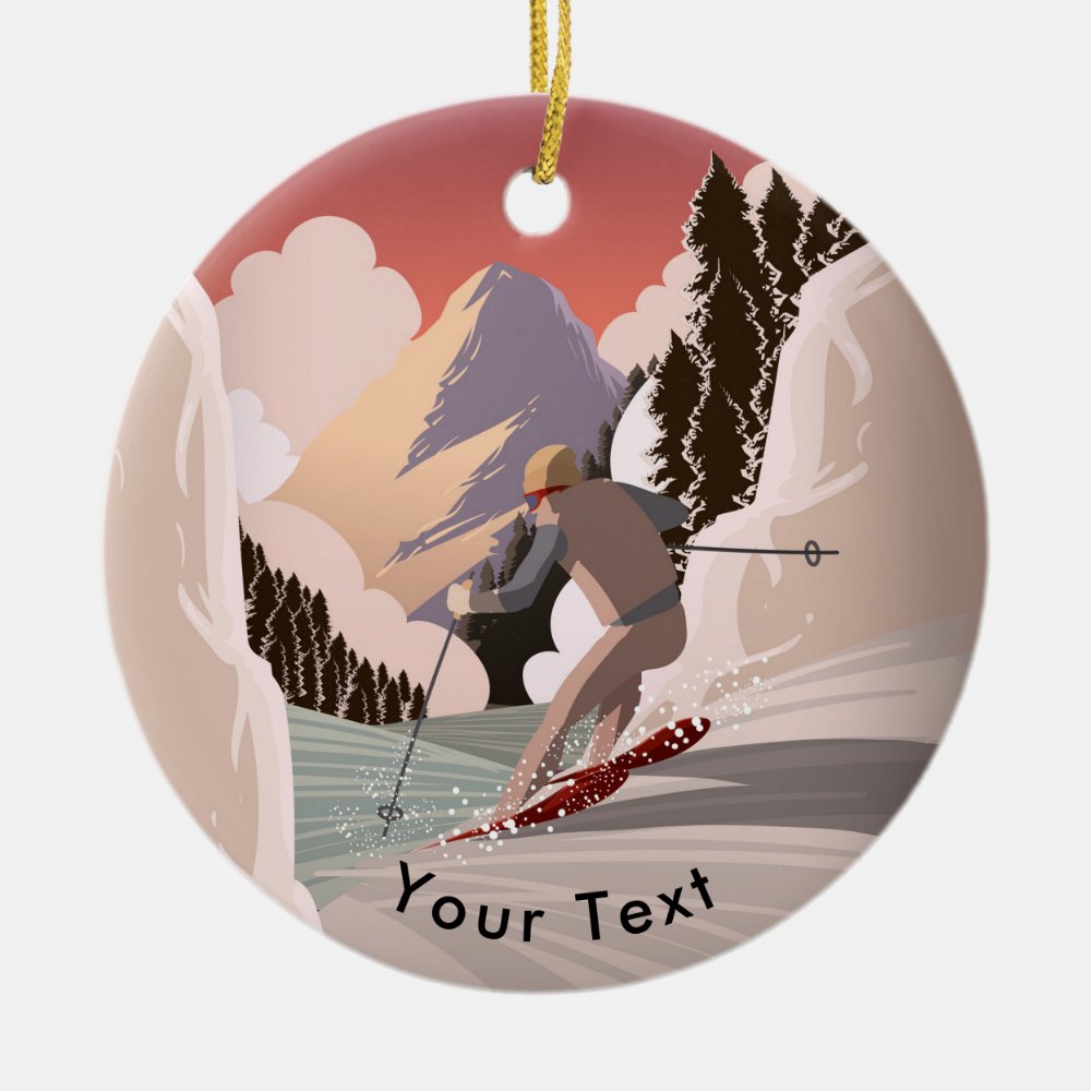 sports skiing down the slopes ceramic ornament - Skiing Gifts