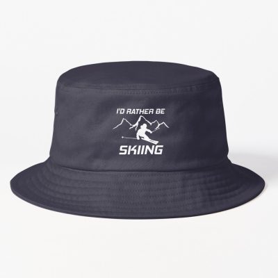 I'D Rather Be Skiing 	 Skier Ski Snowboard Mountain Silhouette Bucket Hat Official Ski Merch