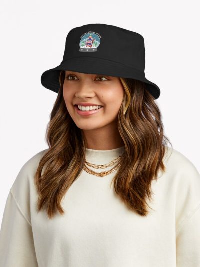 Christmas Coral Fox Skier Snow Globe Bucket Hat Official Ski Merch