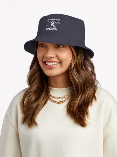 I'D Rather Be Skiing 	 Skier Ski Snowboard Mountain Silhouette Bucket Hat Official Ski Merch