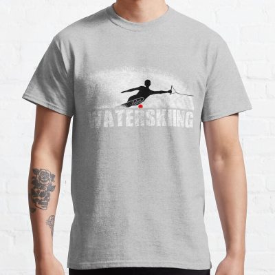 Slalom Waterskier Silhouetted Against Spray T-Shirt Official Ski Merch