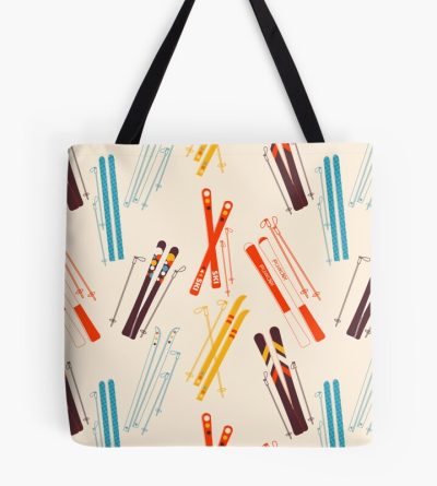 Retro Ski Pattern On Cream Tote Bag Official Ski Merch