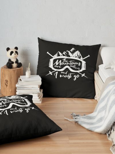 The Mountains Are Calling Throw Pillow Official Ski Merch