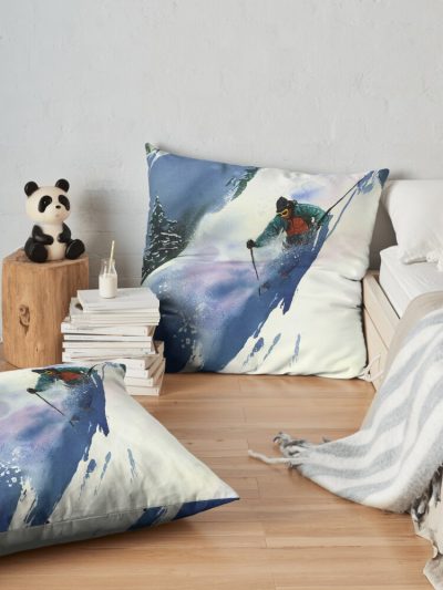 Extreme Downhill Throw Pillow Official Ski Merch