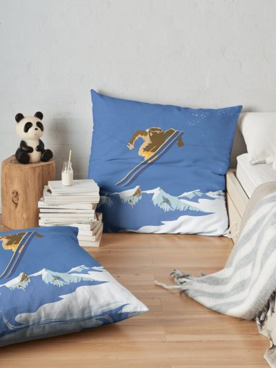 Sky Skier Throw Pillow Official Ski Merch