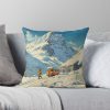 Retro Ski Travel Throw Pillow Official Ski Merch