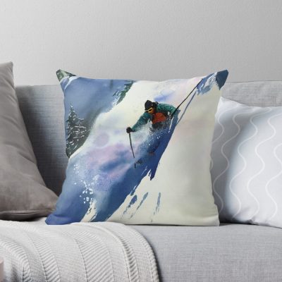 Extreme Downhill Throw Pillow Official Ski Merch