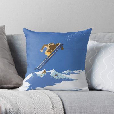 Sky Skier Throw Pillow Official Ski Merch