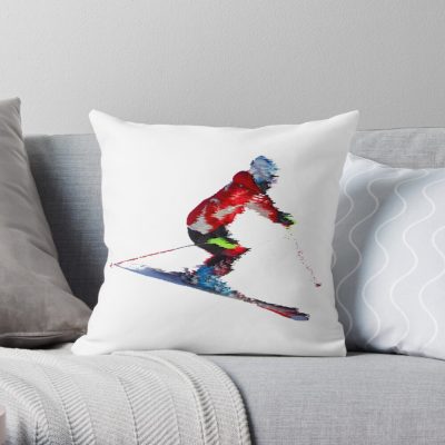 Skier Throw Pillow Official Ski Merch