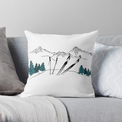 Ski You Later Winter Sports Scene Throw Pillow Official Ski Merch