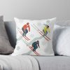 Mid Century Retro Ski Trails In Red, Teal And Yellow Throw Pillow Official Ski Merch