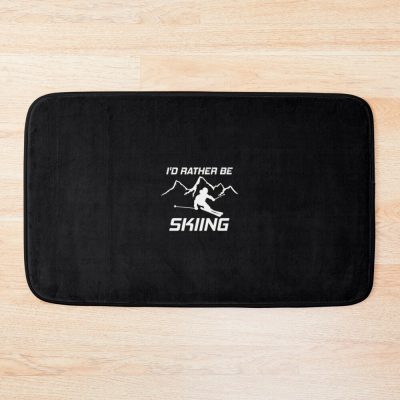 I'D Rather Be Skiing 	 Skier Ski Snowboard Mountain Silhouette Bath Mat Official Ski Merch