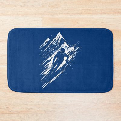 Skier And Mountain | Skiing Graphic Art Bath Mat Official Ski Merch