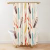 Retro Ski Pattern On Cream Shower Curtain Official Ski Merch