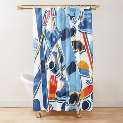 Winter Sports Skiing Snowboarding Skating Shower Curtain Official Ski Merch