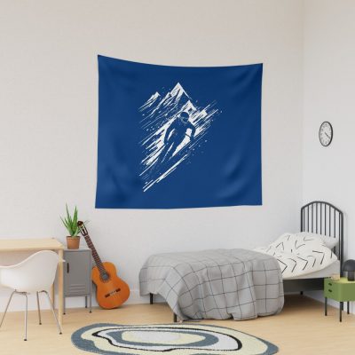 Skier And Mountain | Skiing Graphic Art Tapestry Official Ski Merch