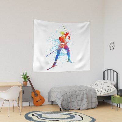 Cross Country Skiing, Watercolour Sports, Skier Gifts Tapestry Official Ski Merch