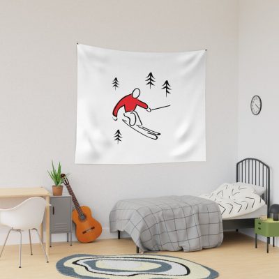 Skier Illustration Tapestry Official Ski Merch