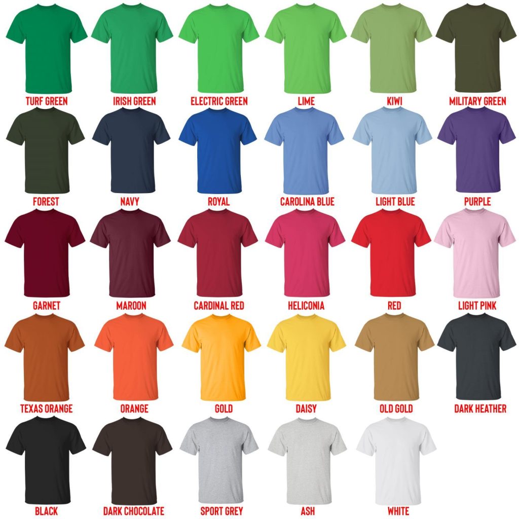 t shirt color chart - Skiing Gifts