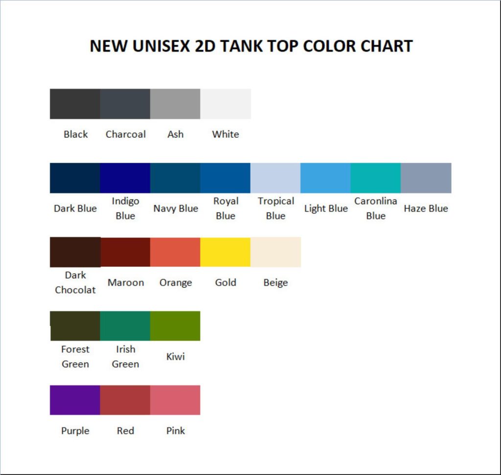 tank top color chart - Skiing Gifts