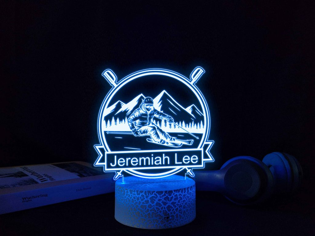 Skiing Personalized Newborns Gifts Holiday Led Lamp